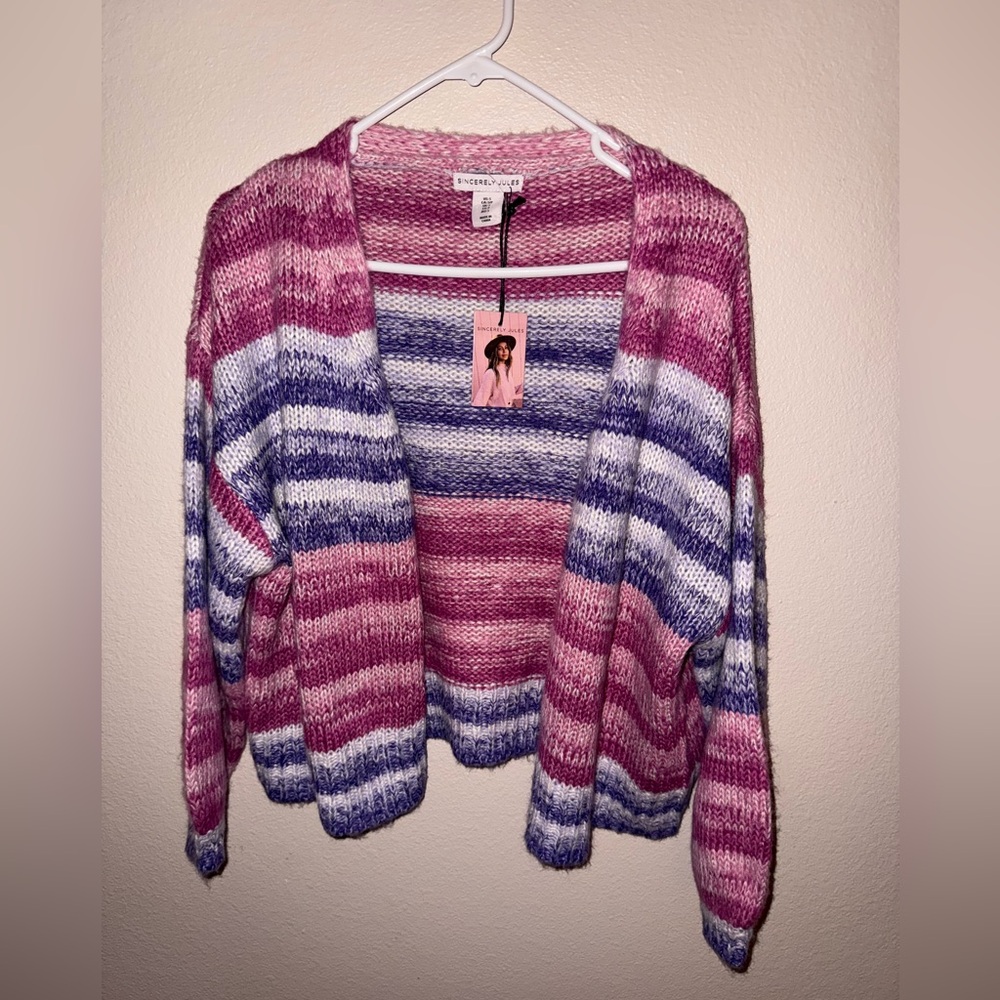 Sincerely Jules NWT Striped‎ Pink and Purple Women's Sweater size Small